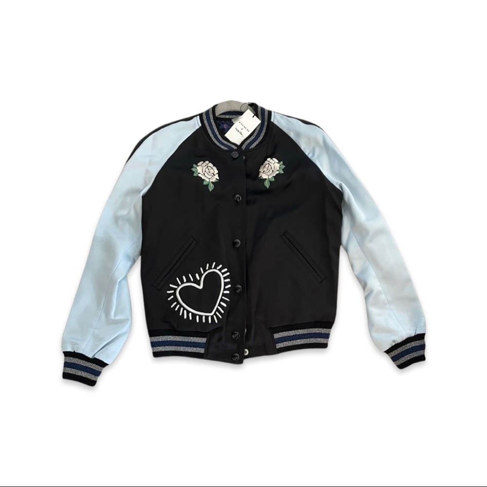 COACH. Black/blue Bomber Jacket reversible
